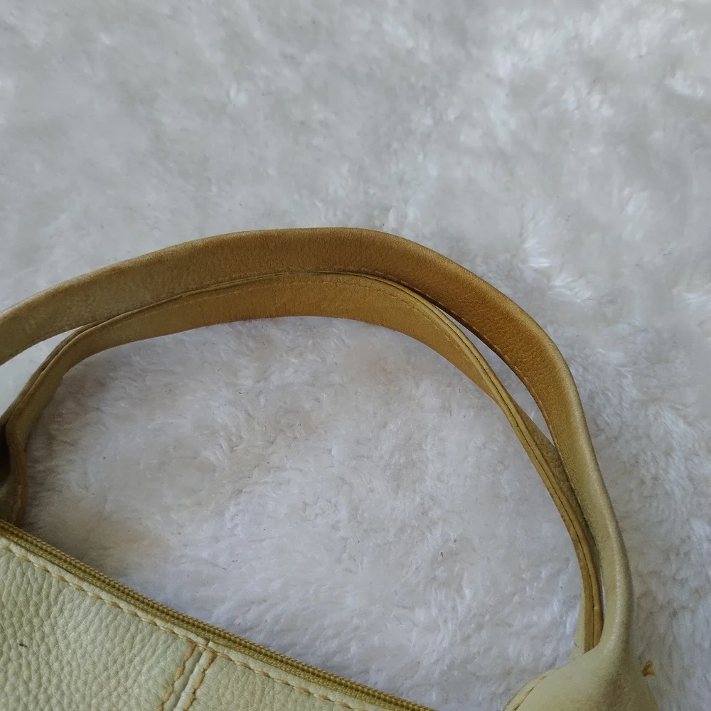 Fossil Genuine Leather Light Green Crossbody Tote Bag with Front Pockets